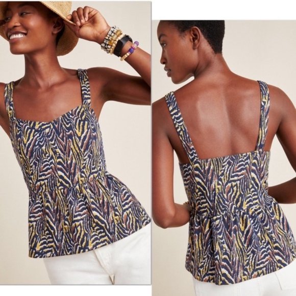 ANTHROPOLOGIE Brown Jamie Zebra Peplum Tank Top - Picture 10 of 10